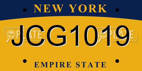 JCG1019 New York License Plate