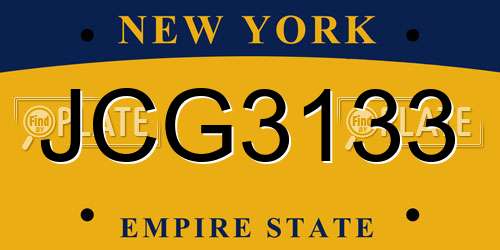 JCG3133 New York License Plate