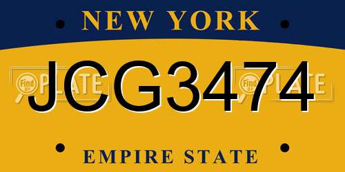 JCG3474 New York License Plate