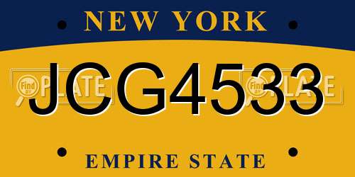 JCG4533 New York License Plate