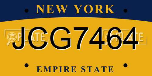 JCG7464 New York License Plate