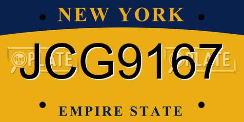 JCG9167 New York License Plate