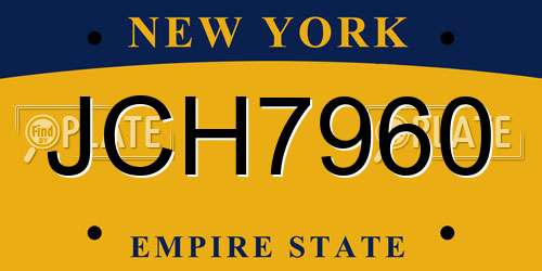 JCH7960 New York License Plate