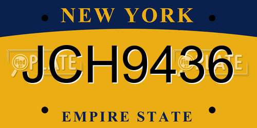 JCH9436 New York License Plate