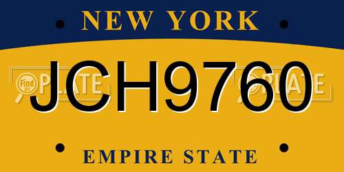 JCH9760 New York License Plate