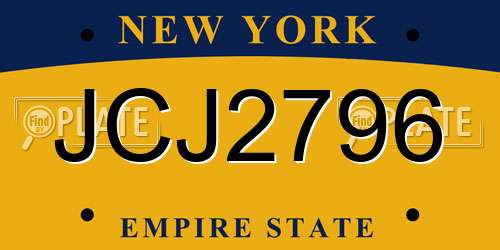 JCJ2796 New York License Plate