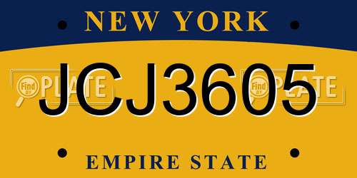 JCJ3605 New York License Plate