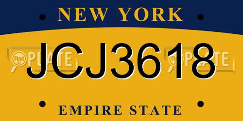 JCJ3618 New York License Plate