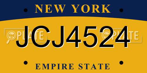 JCJ4524 New York License Plate
