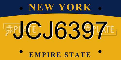 JCJ6397 New York License Plate