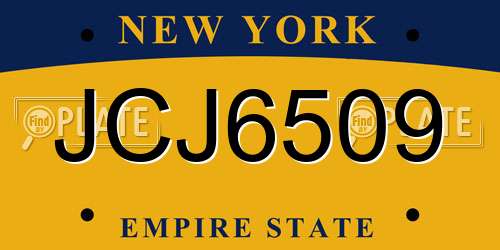 JCJ6509 New York License Plate
