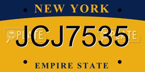 JCJ7535 New York License Plate
