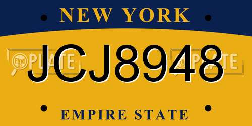 JCJ8948 New York License Plate