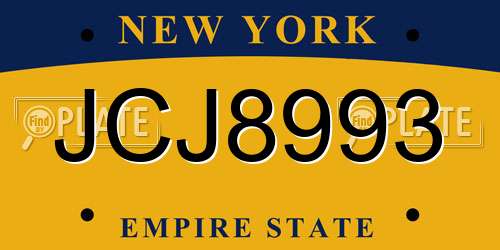 JCJ8993 New York License Plate