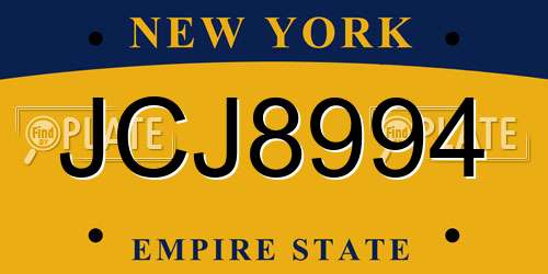 JCJ8994 New York License Plate
