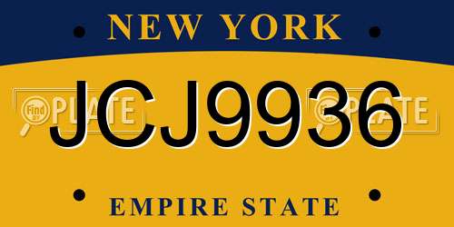 JCJ9936 New York License Plate