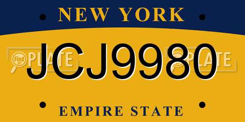 JCJ9980 New York License Plate