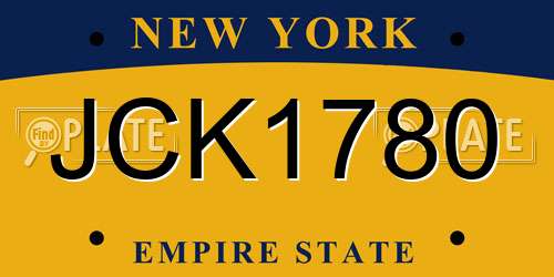 JCK1780 New York License Plate