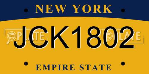 JCK1802 New York License Plate