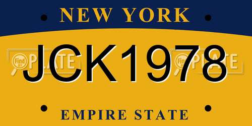 JCK1978 New York License Plate