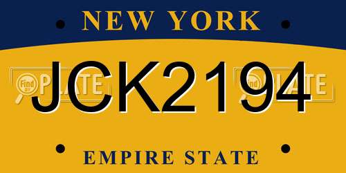 JCK2194 New York License Plate