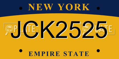 JCK2525 New York License Plate