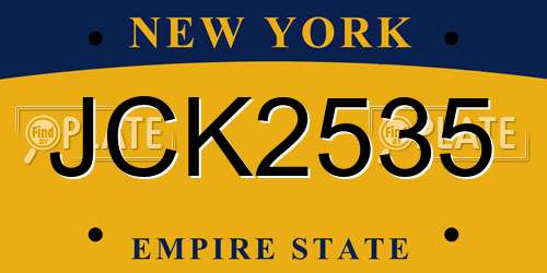 JCK2535 New York License Plate