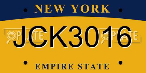 JCK3016 New York License Plate