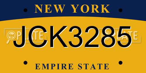 JCK3285 New York License Plate