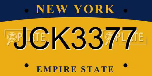 JCK3377 New York License Plate