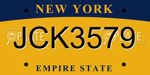 JCK3579 New York License Plate