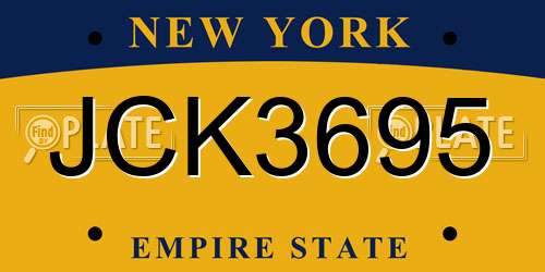 JCK3695 New York License Plate