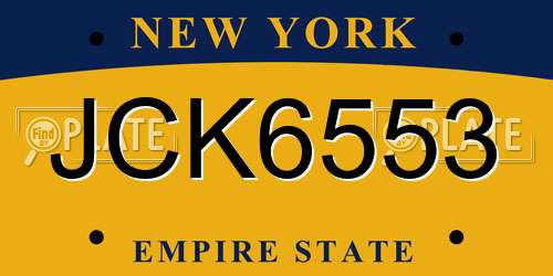 JCK6553 New York License Plate