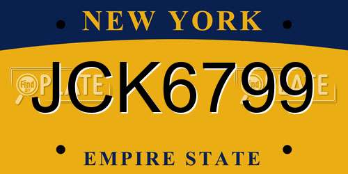 JCK6799 New York License Plate