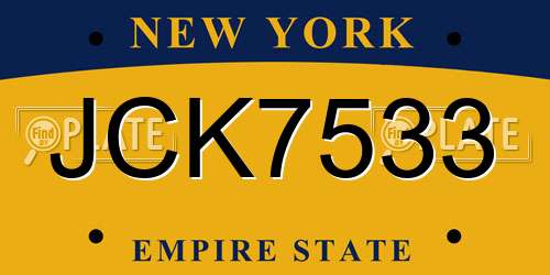 JCK7533 New York License Plate