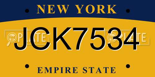 JCK7534 New York License Plate