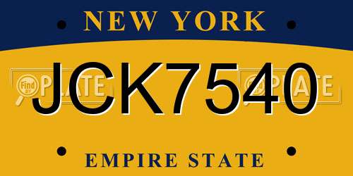 JCK7540 New York License Plate