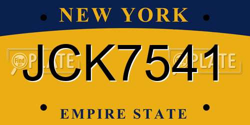 JCK7541 New York License Plate