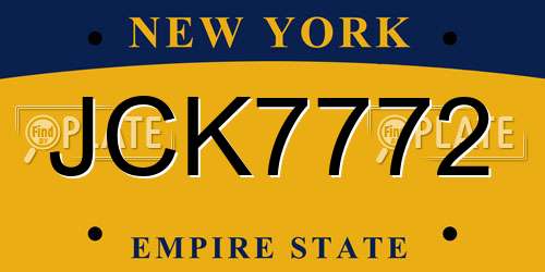 JCK7772 New York License Plate