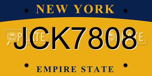 JCK7808 New York License Plate