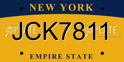 JCK7811 New York License Plate