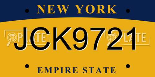 JCK9721 New York License Plate