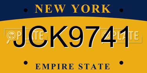JCK9741 New York License Plate