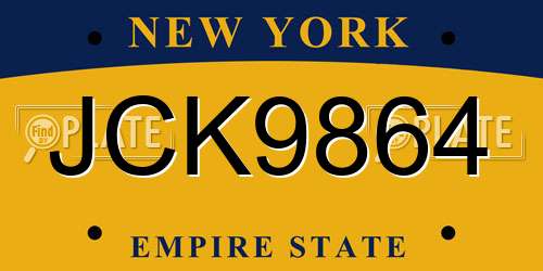 JCK9864 New York License Plate
