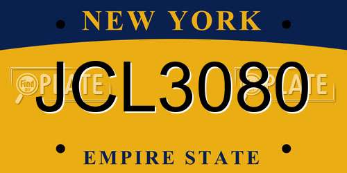 JCL3080 New York License Plate