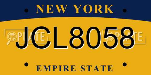 JCL8058 New York License Plate