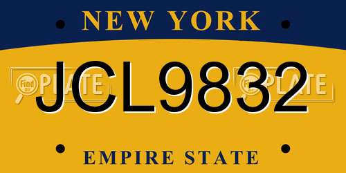 JCL9832 New York License Plate