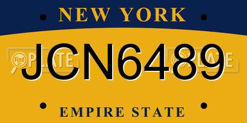 JCN6489 New York License Plate