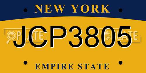 JCP3805 New York License Plate