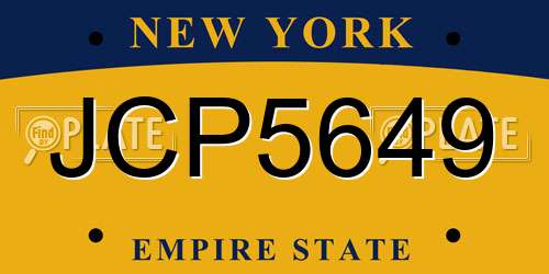 JCP5649 New York License Plate